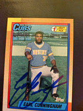 Topps 1990 Earl Cunningham #134 Chicago Cubs MLB Rookie Card Autographed. rookie card picture