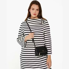Kate Spade Leila Mini Zip Crossbody Purse Pebbled Black Leather KE487 New 329