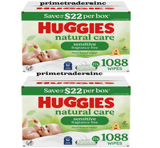 2 Pk Huggies Natural Care Sensitive Baby Wipes, Fragrance Free,17 pk.,1088 Wipes