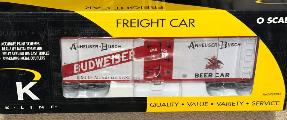 K-LINE K762-5603 ANHEUSER-BUSCH Budweiser BEER 40’ WOOD-SIDED REEFER O-SCALE - Image 2 of 4
