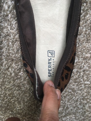 Sperry Top Sides Ballet Flat Sz 10 Leather Upper Animal Print - Picture 4 of 6
