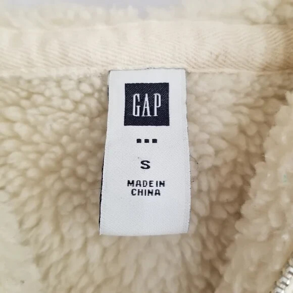 GAP Factory Heather Ivory Zipped Hoodie Sherpa Lined Jacket Size Small |  eBay