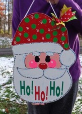 18" Ho Ho Ho SANTA CLAUS Christmas SIGN Wall Door Hanger Plaque Holiday