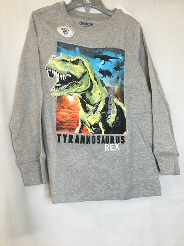 New OshKosh Dinosaur Boys Long Sleeve Shirt Top Gray many sizes - Picture 2 of 4