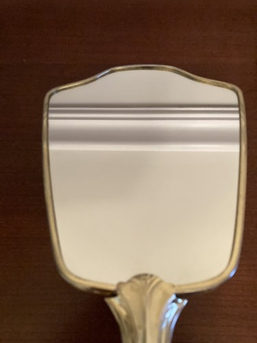 Comò Vanity Set Spazzola per Capelli e Specchio Portatile Ornato Colore Oro Set Vintage - Foto 7 di 10