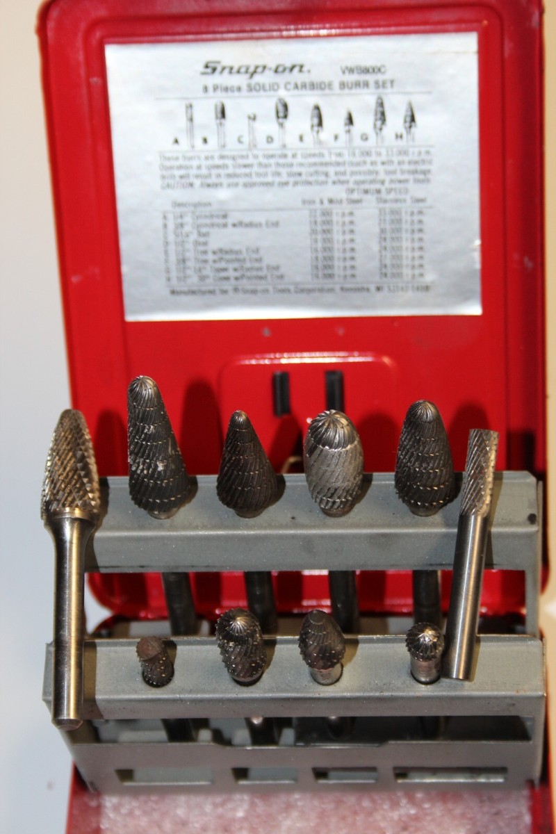 SNAP-ON TOOLS 8 pc Carbide Burr Set VWB800C USA | eBay
