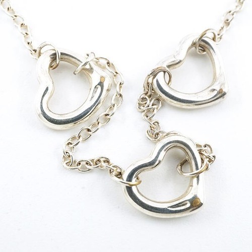 TIFFANY & Co. ELSA PERETTI STERLING SILVER 5 OPEN HEART PENDANT NECKLACE - Picture 7 of 20