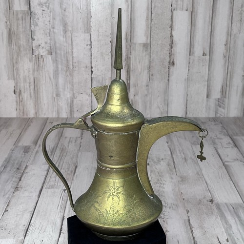 Antique Original Brass Coffee Pot Saudi Arabian Arabic Large Signed - Picture 5 of 20
