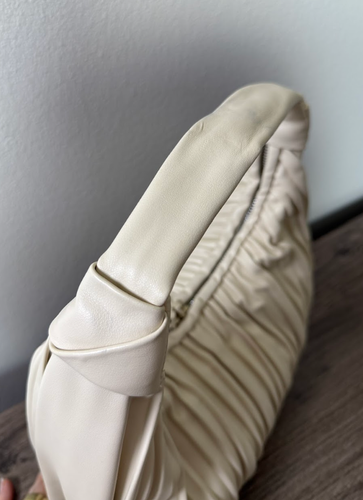 Mango Pleated Shoulder Bag Cream Ecru Faux Leather Purse - Picture 10 of 13
