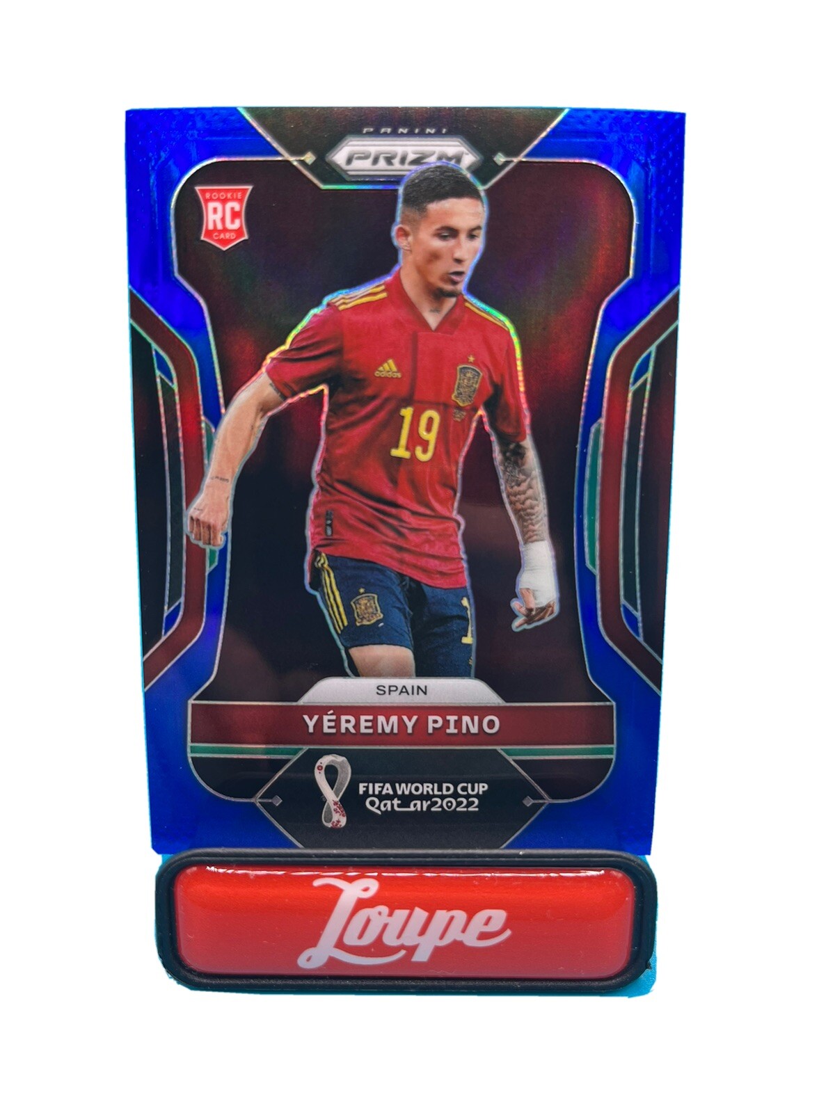 Yeremy Pino 2022 Panini Prizm World Cup Rookie Blue Prizm #’d/299 #229 Spain