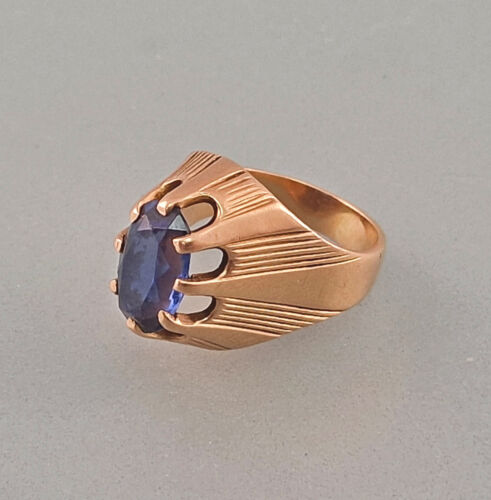9225045-d Designer Gold Beryll Ring 583er Rotgold 8,47 g Gr. 53 Handarbeit