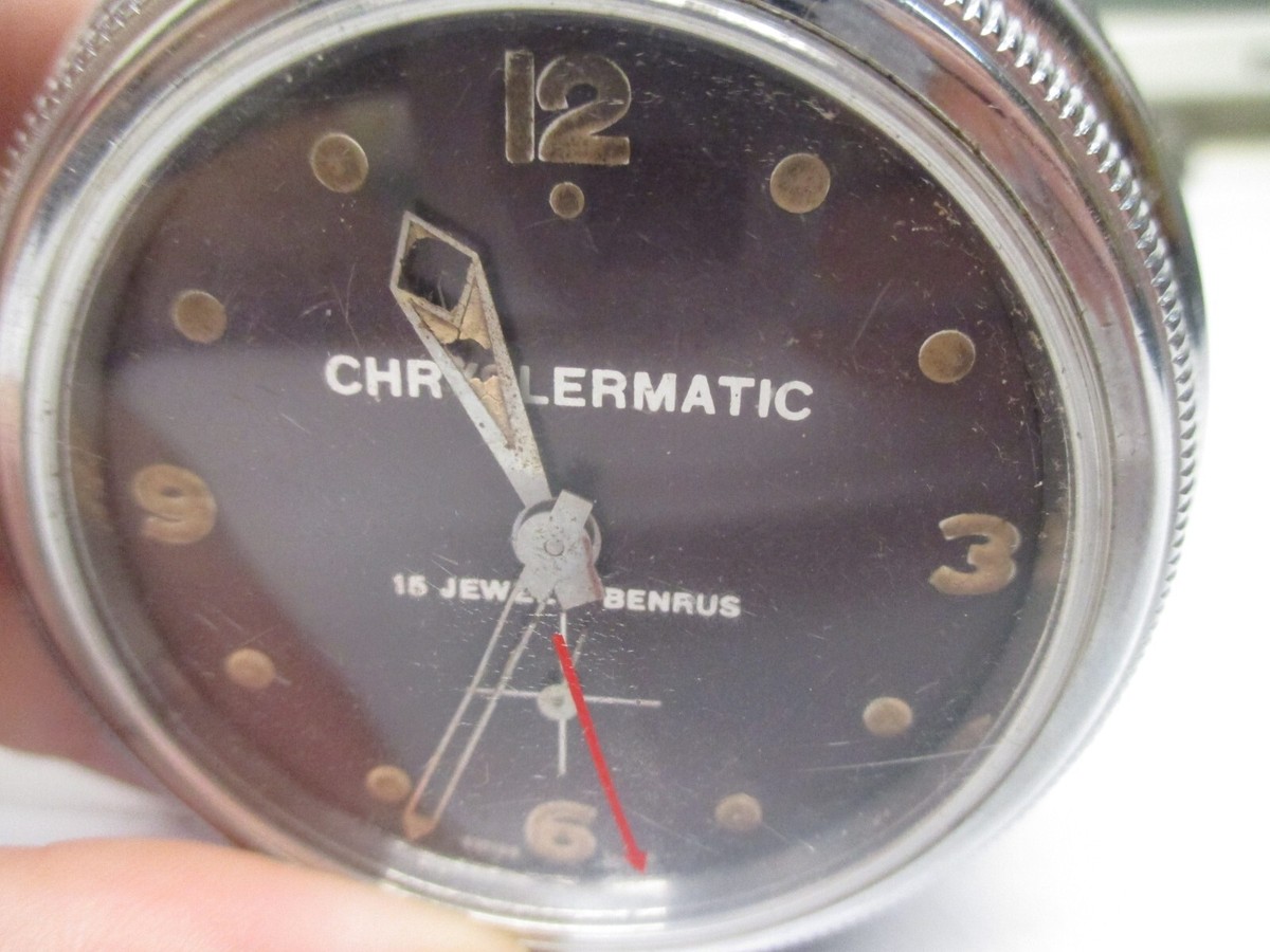 Vtg 1954-58 Chrysler Chryslermatic Steering Wheel Clock Benrus 15