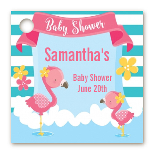 Flamingo - Personalized Baby Shower Cardstock Favor Tags - Set of 20