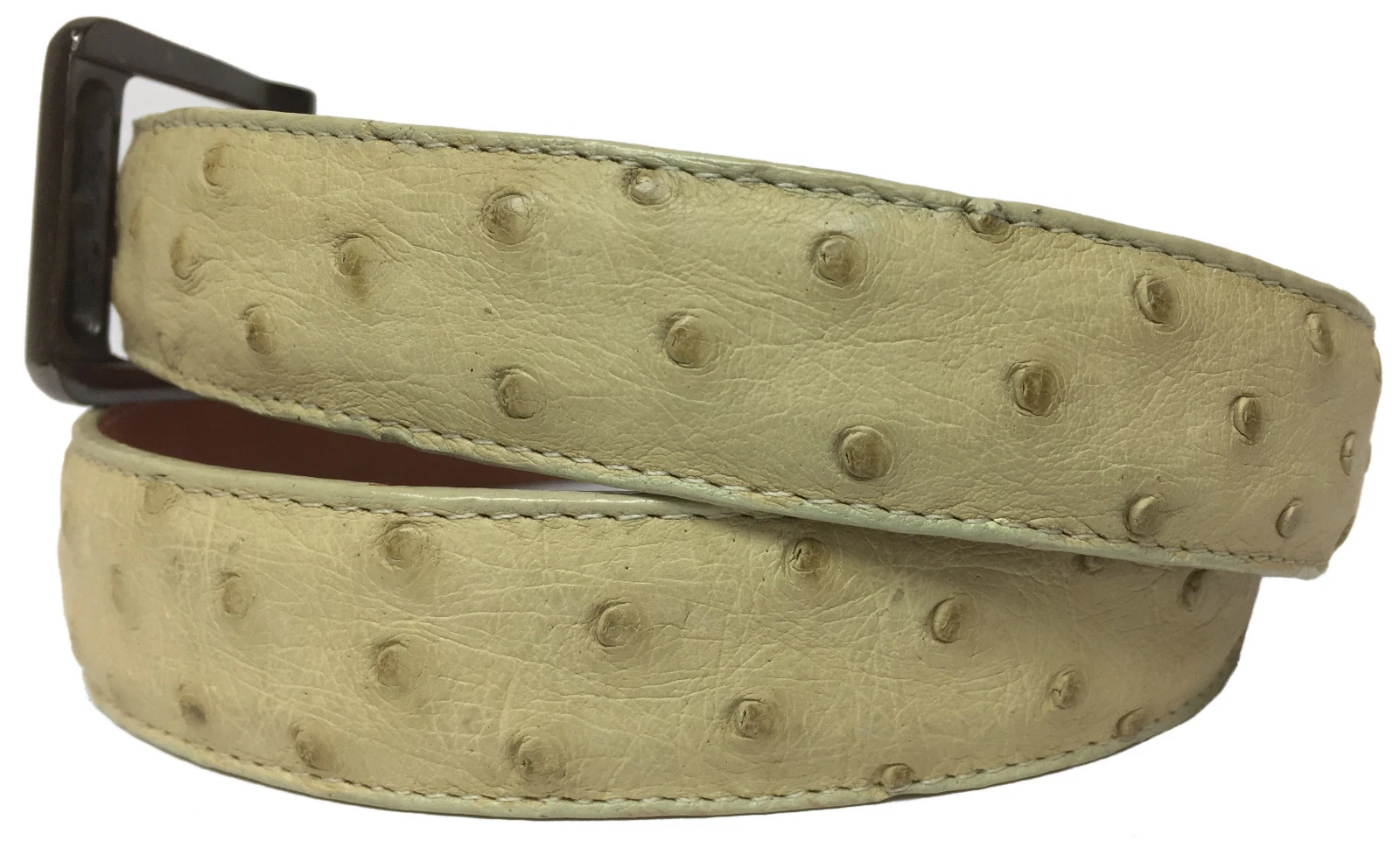 OFF WHITE Cintura uomo bianco sporco vera pelle di struzzo vestito pelle western cowboy taglia 38