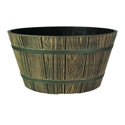 16 Inch Whiskey Barrel Planter - Weather Resistant Resin Plant Pot for Indoor...