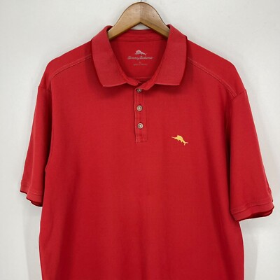 Tommy Bahama Polo Shirt Men's XL Red Short Sleeve Collared