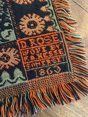 Hesse Ohio 1863 American Antique Coverlet Quilt Webdecke Red Rose Folk Art