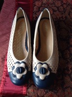 Hotter Evelyn Navy & Beige Leather Shoes Size 6 /39 Hotter Evelyn Navy & Beige Leather Shoes Size 6 /39