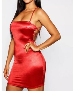 satin square neck dress