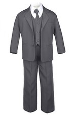 Boy Baby Toddler Kid Teen Formal Wedding Dark Grey Tuxedo Suits  a Style Tie