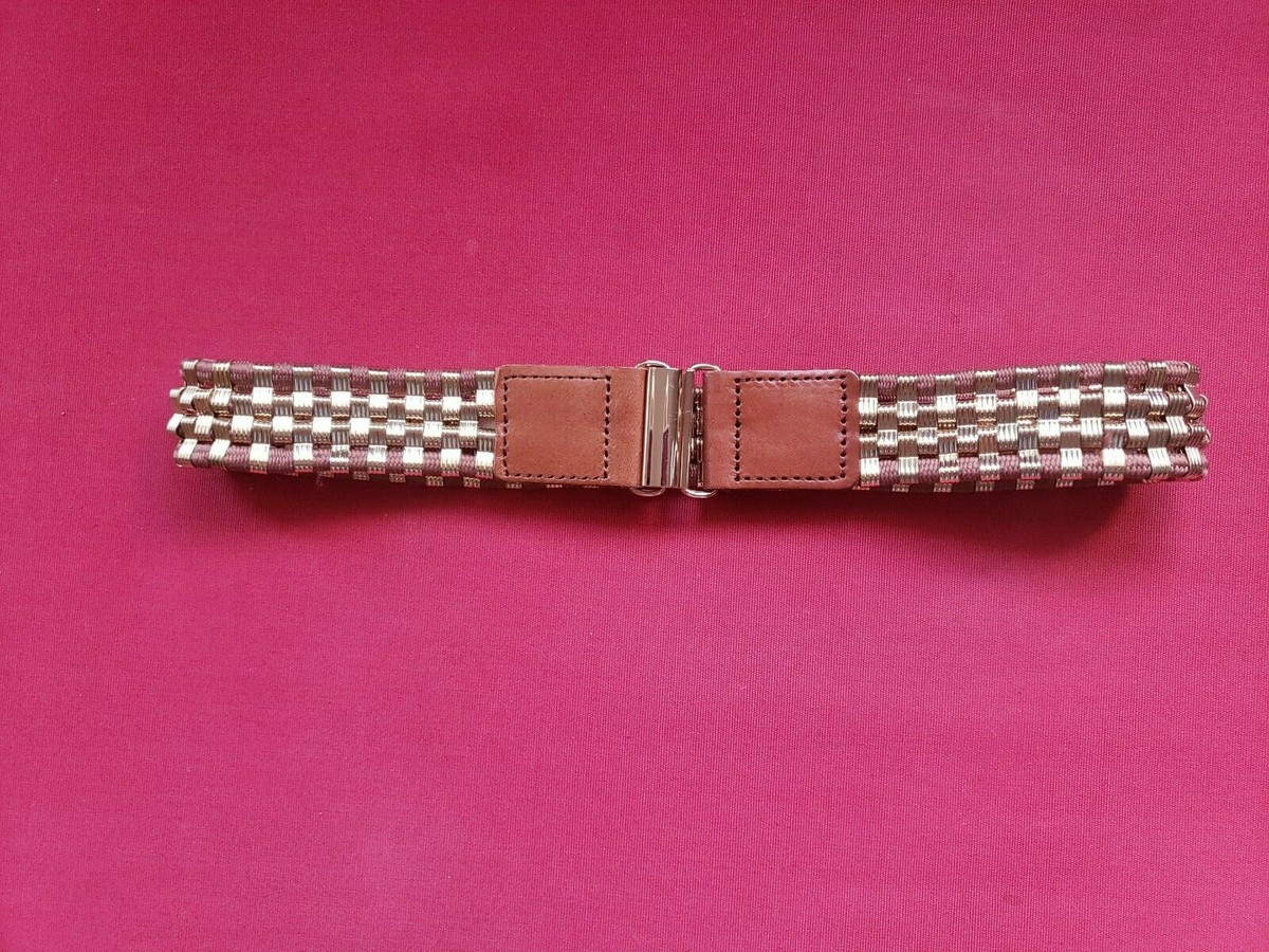 BCBG Max Azria Woven Belt Tan Gold sz 6 S Beige Waist belt  display picture 3