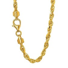 14k Yellow Or White Gold 2.6mm Diamond-Cut Rope Bracelet Necklace