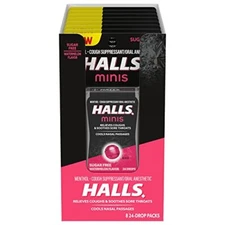 Halls Minis Sugar Free Watermelon Cough Drops 8 Packs 192 Total Drops