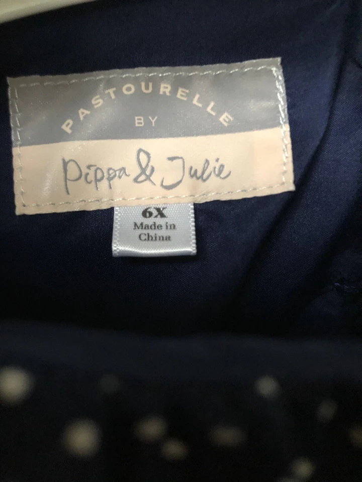 Pippa and Julie Blue Tulle With White Polka Dots dress 6X - Image 4 of 4