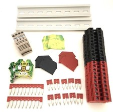Red/Black DIN Rail Terminal Block Kit Dinkle 20 DK6N 8AWG 50A 600V Ground Jumper