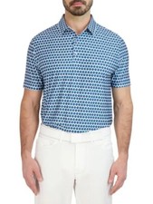 HICKEY FREEMAN STRIPED WICKING GOLF POLO SHIRT, TEAL, SHORT SLEEVE, NWT 94, S