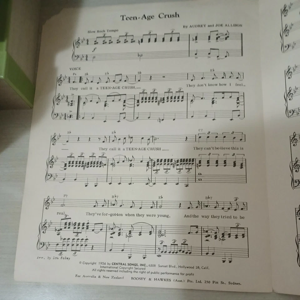 TOMMY SANDS Sheet Music TEENAGE CRUSH Capitol Records 50's TEEN POP Vocals - Image 2 of 4