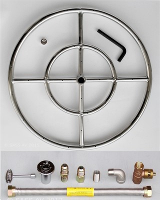 18 Stainless Steel Fire Pit Burner Ring Kit Natural Gas Fireglass