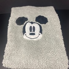 Disney Baby Gray Blanket Mickey Mouse Face Applique Sherpa Lovey Security