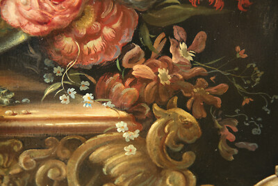 17th Century Flemish Still Life Flower Arrangement on a Vase With