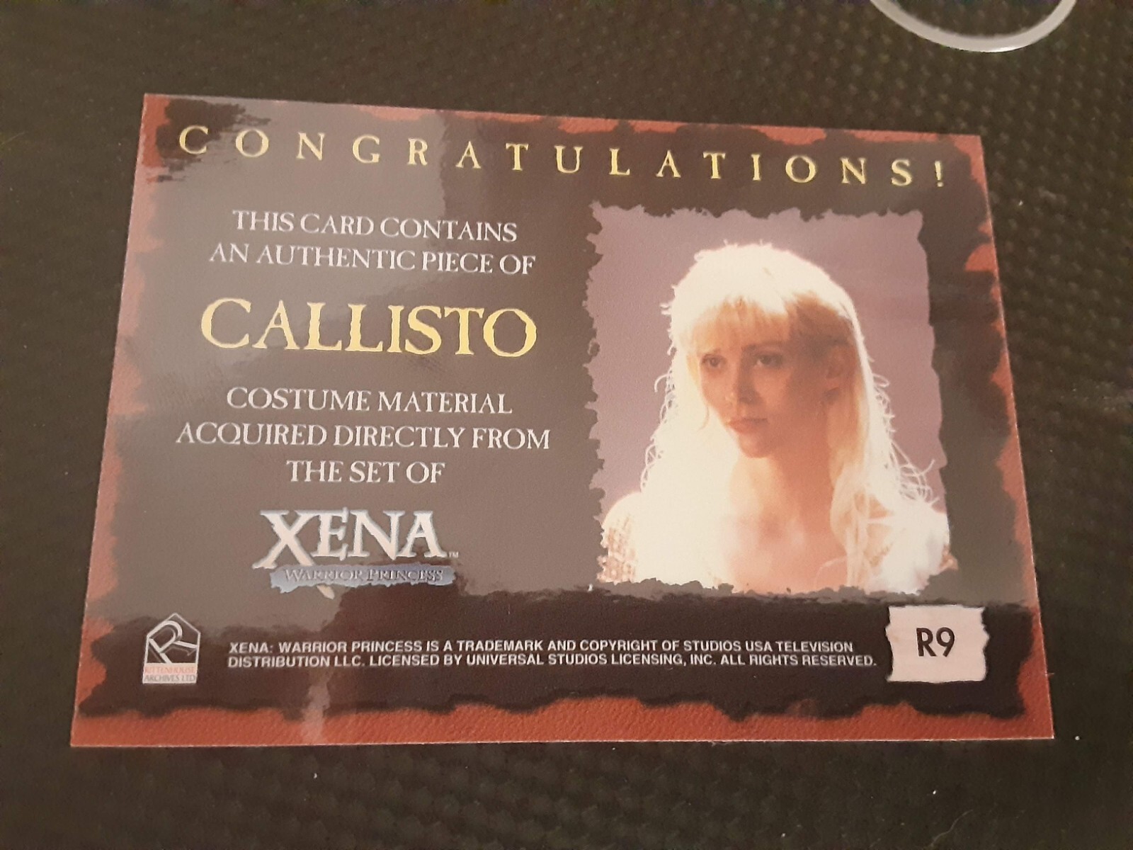 2001 Xena Season 6 ANGELIC CALLISTO Costume Card R9 Rittenhouse White ...