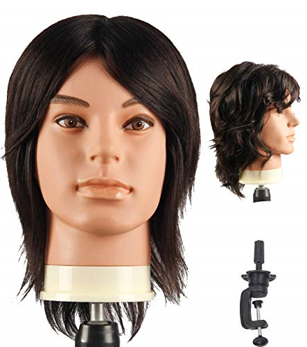 black male mannequin head with hair
