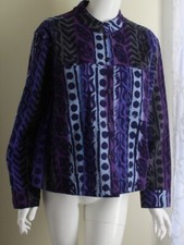 Winter Sun Sz M Art-to-wear Funky Fun Hand-blocked Ooak Denim Twill Jacket