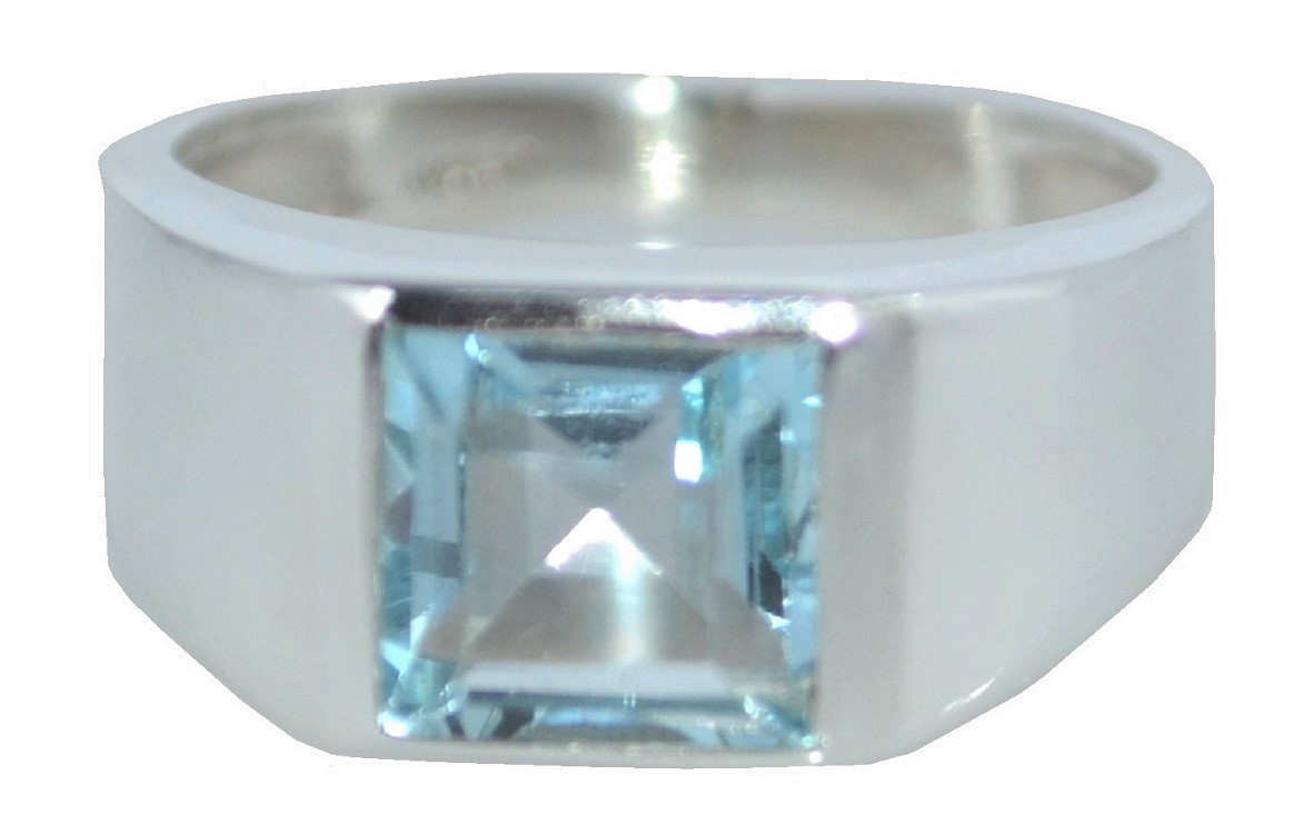 Stunning Blue Topaz Mens Ring Genuine 925 Sterling SILVER Sizes 6½ N to