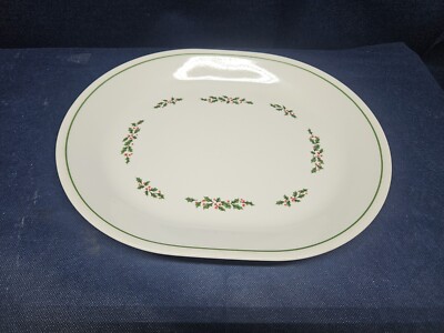 Vintage Corelle By Corning USA ''Holly Days'' Oval Serving Platter EUC 