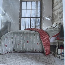 Scion Mr Fox Winter DOUBLE Duvet Cover Set GREY Reversible BNIP RRP £120