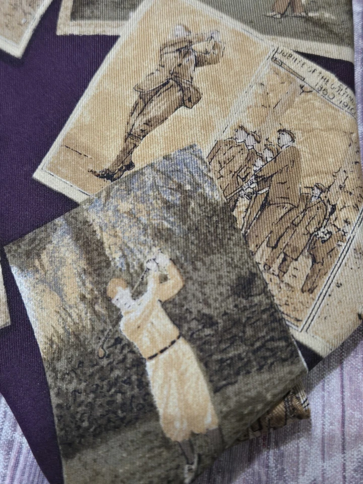 Винтажный шелковый галстук для гольфа Eddie Bauer с принтом ручной шитье сделано в США  - Изображение 2 из 4