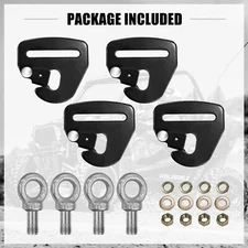 Seat Belt End Race Harness Clip In 4 Point Steel Mounting Tabs & Eyebolts BLK