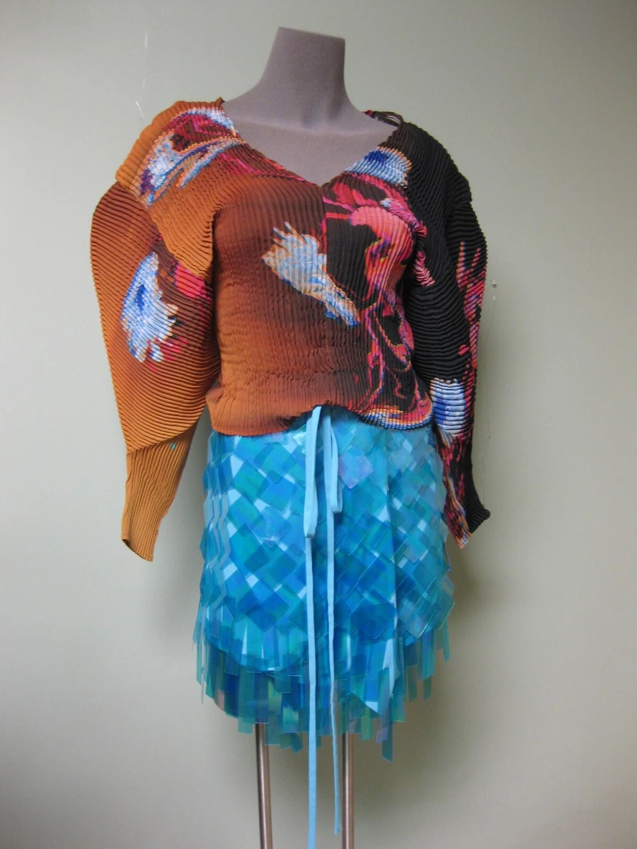 $500 Julia Heuer NEW Stretchy Shibori Pleat 1 Size Vada Top