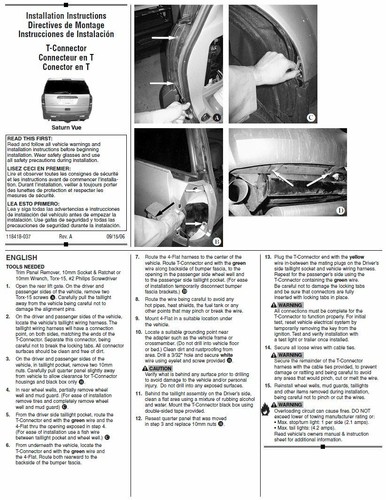 Trailer Tow Hitch For 02-07 Saturn Vue Except Redline w/ Wiring Harness Kit - Picture 10 of 10