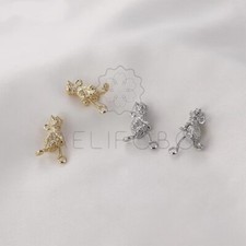 4pcs Gold/Silver Tone Cat Pendant Connector,14K Real Gold Plated Brass Cat Charm