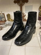 FLORSHEIM BLACK LEATHER ZIP UP BEATLE HIPSTER SATURDAY DISCO FEVER BOOTS 8.5 M