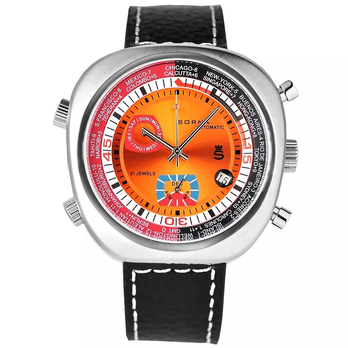 SORNA T23766-ORANGE Automatic watch Manual winding function