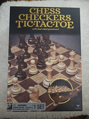 Chess Checkers And Tic-Tac-Toe With Dual Sided Gameboard - Picture 3 of 11