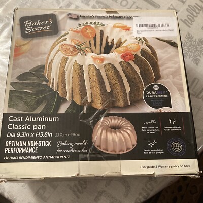Baker's Secret Nonstick Fluted Cake Pans, Heavy Duty Die Cast