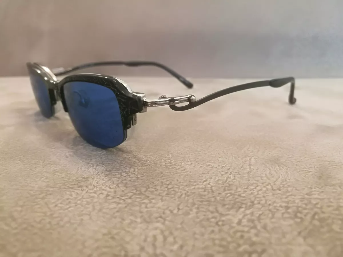 Jean Paul Gaultier JPG Vintage CLIP-ON Sunglasses 58-0045 Silver Black TITANIUM